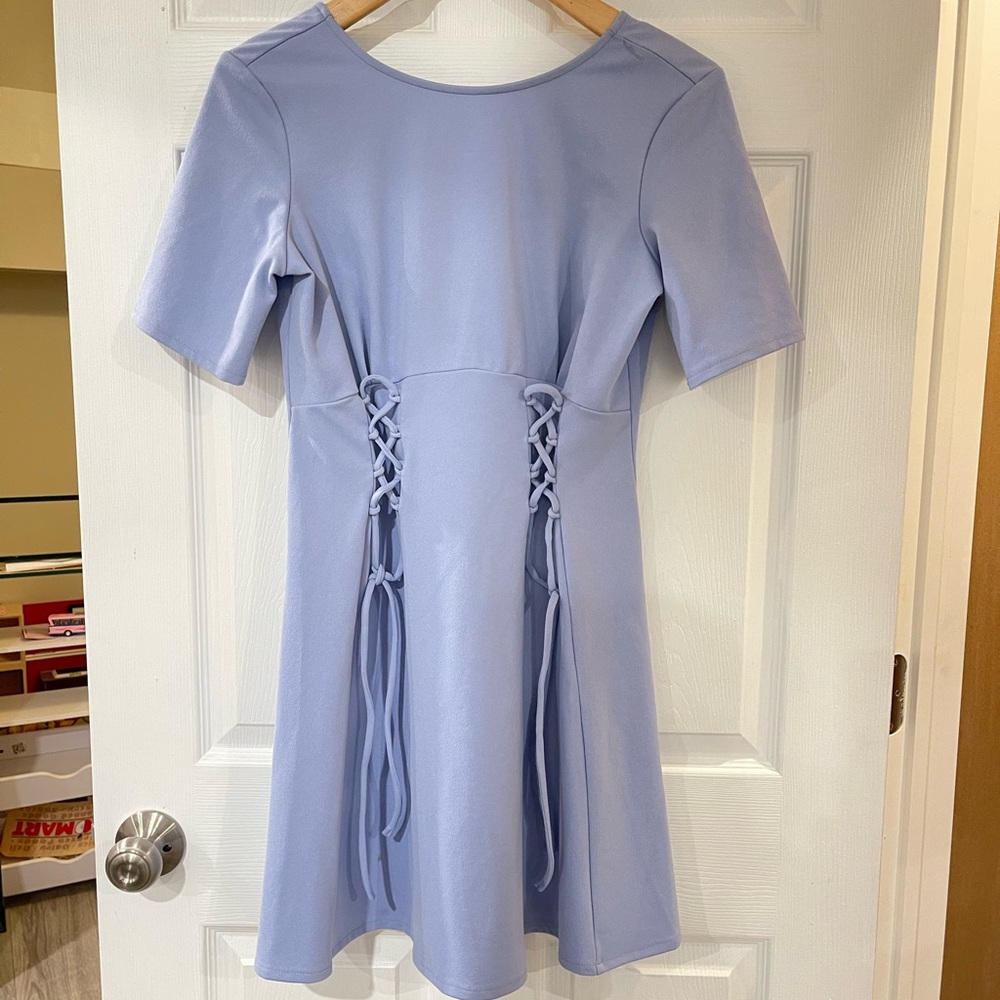 ASOS Side ties Mini Dress sz L Baby Blue NEW WITH TAGS